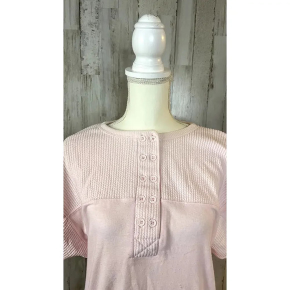 Vintage Colter Bay‎ Women's XL Vintage Pink Henley Button-Up Short Sleeve Top - Picture 3 of 8